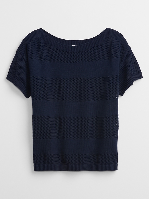 Image number 5 showing, Open-Stitch Short Sleeve Sweater