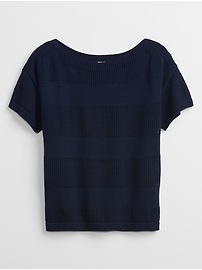 Open-Stitch Short Sleeve Sweater