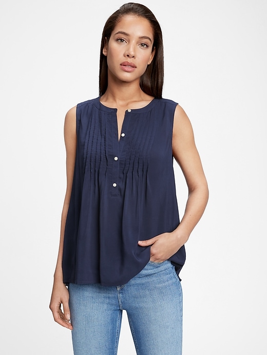 Image number 3 showing, Pintuck Sleeveless Top