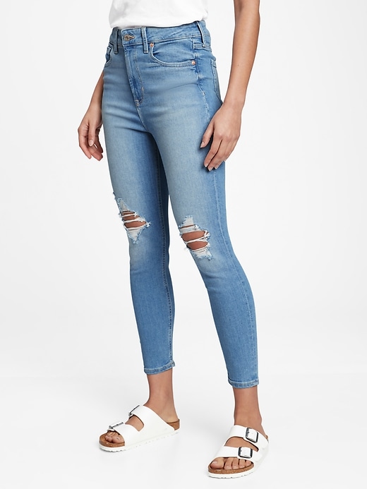 Gap Factory Women's Sky High Rise Universal Distressed Legging Jeans with Washwell