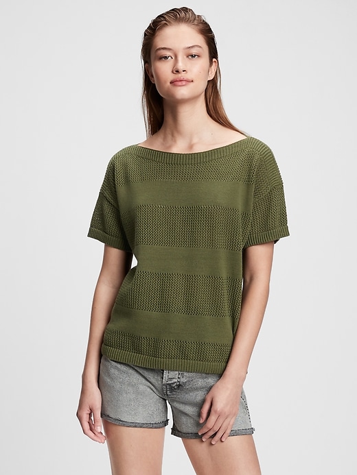 Image number 7 showing, Open-Stitch Short Sleeve Sweater