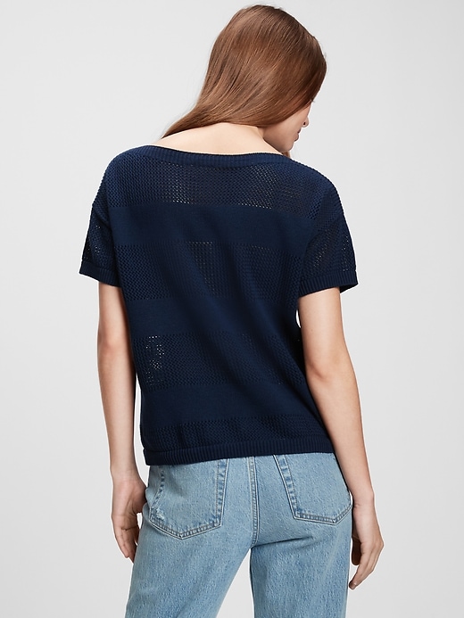 Image number 4 showing, Open-Stitch Short Sleeve Sweater