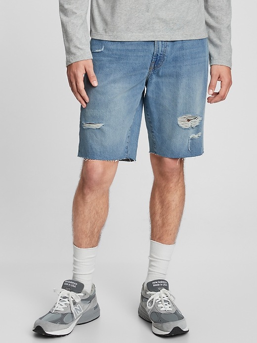 Image number 1 showing, 9" Mid Rise Distressed Denim Shorts