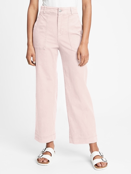 Image number 1 showing, High Rise Utility Wide-Leg Pants