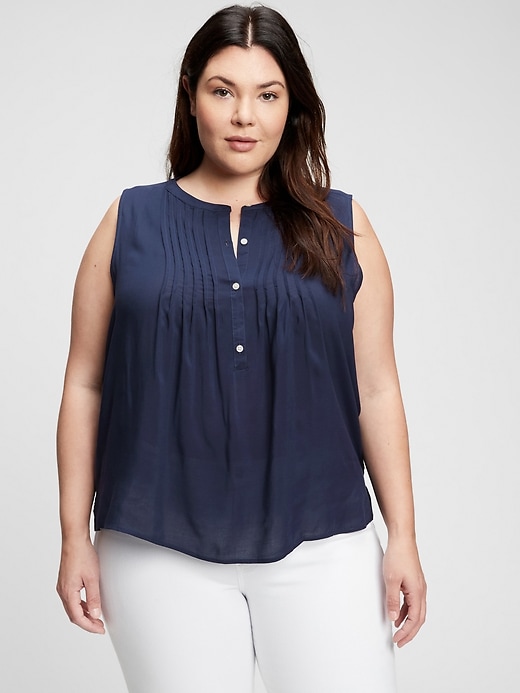 Image number 1 showing, Pintuck Sleeveless Top
