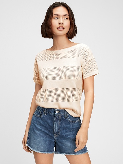 Image number 8 showing, Open-Stitch Short Sleeve Sweater