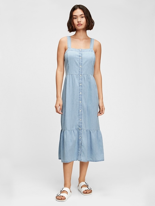 Image number 1 showing, Button-Front Tiered Dress