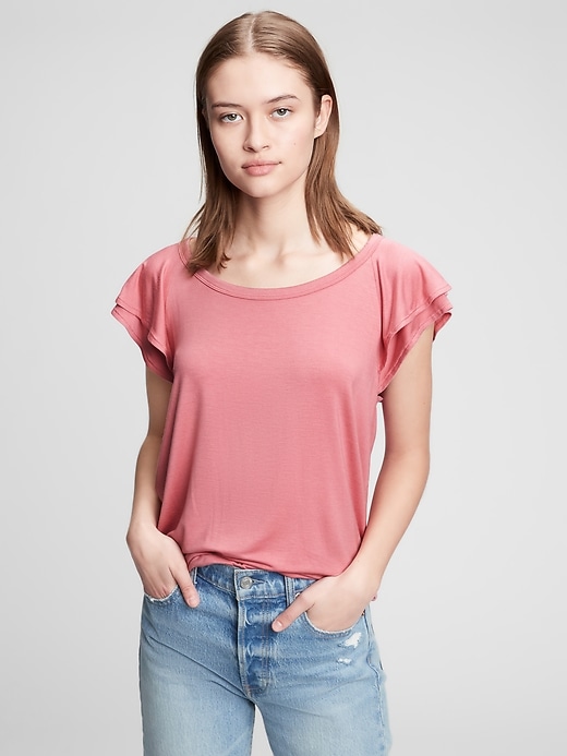 Heart Cactus Ruffle Sleeve Top Heart Cactus Ruffle Sleeve Top
