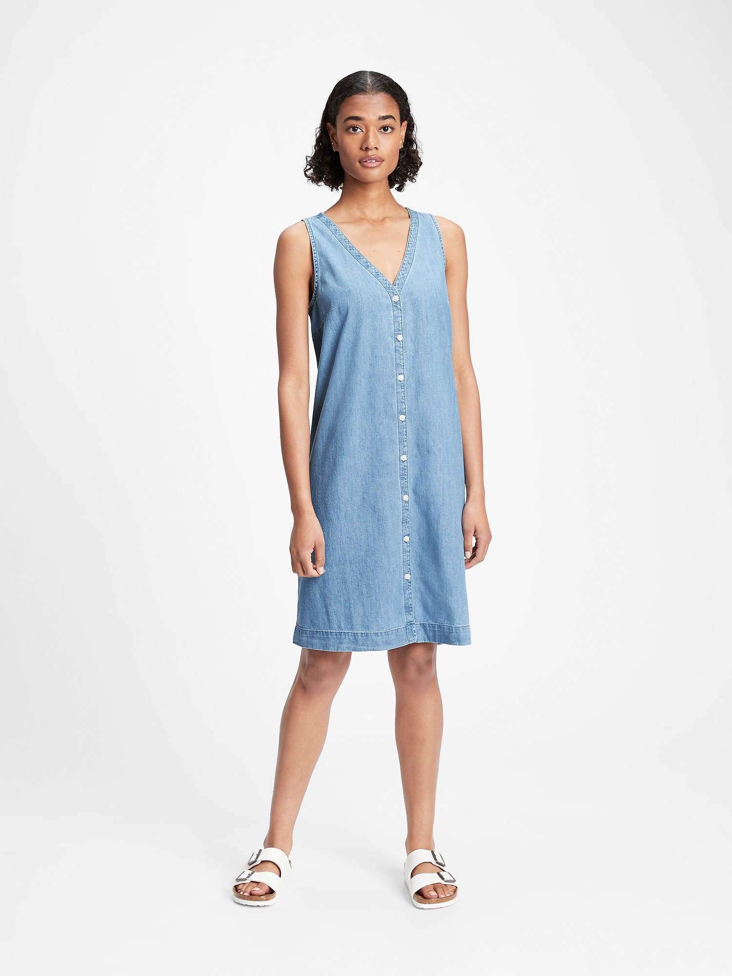 gap button front dress