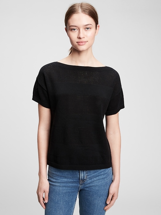 Image number 6 showing, Open-Stitch Short Sleeve Sweater