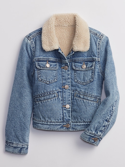 Image number 1 showing, Kids Sherpa Lined Denim Icon Jacket