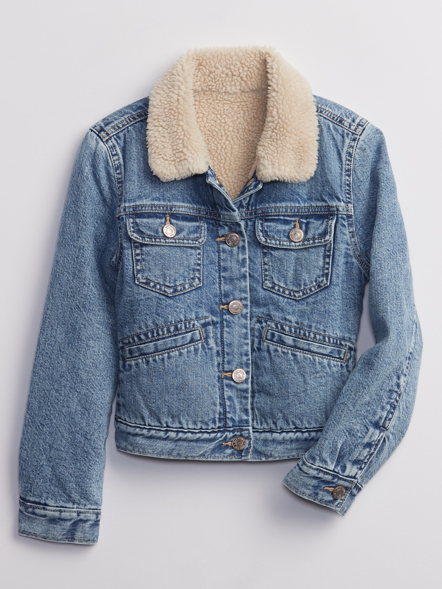 Kids Sherpa Lined Denim Icon Jacket Gap Factory