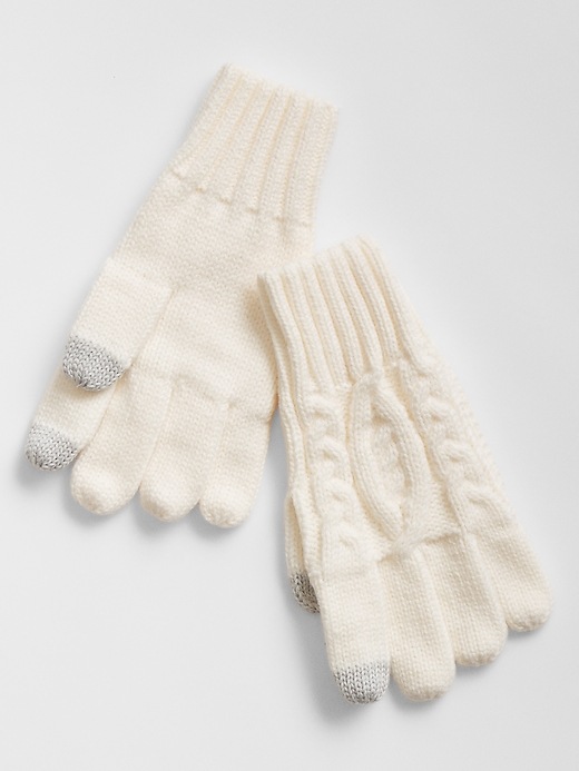 View large product image 1 of 1. Kids Cable Knit Smartphone Gloves