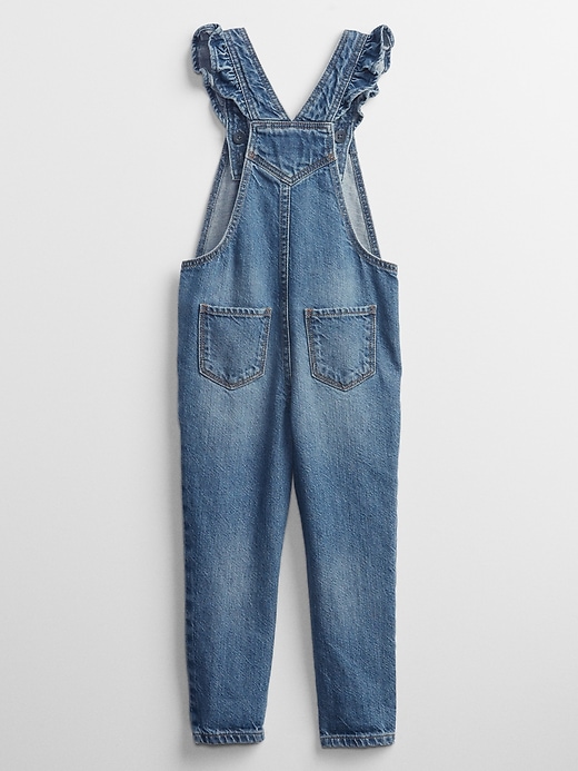 Image number 2 showing, Toddler Denim Ruffle Overalls