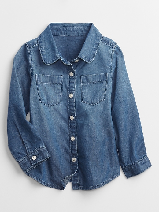 Toddler Denim Button-Down Shirt with Washwell&#153