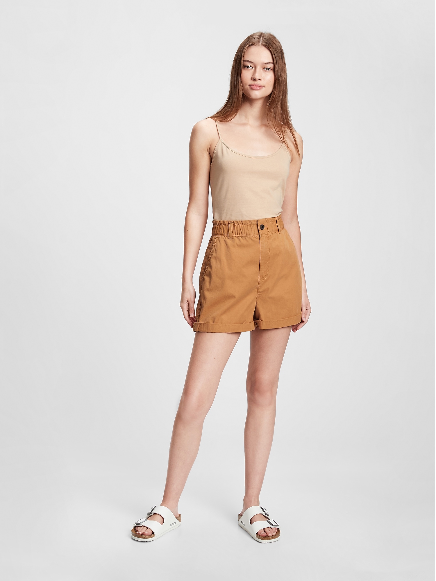 high waisted paperbag shorts