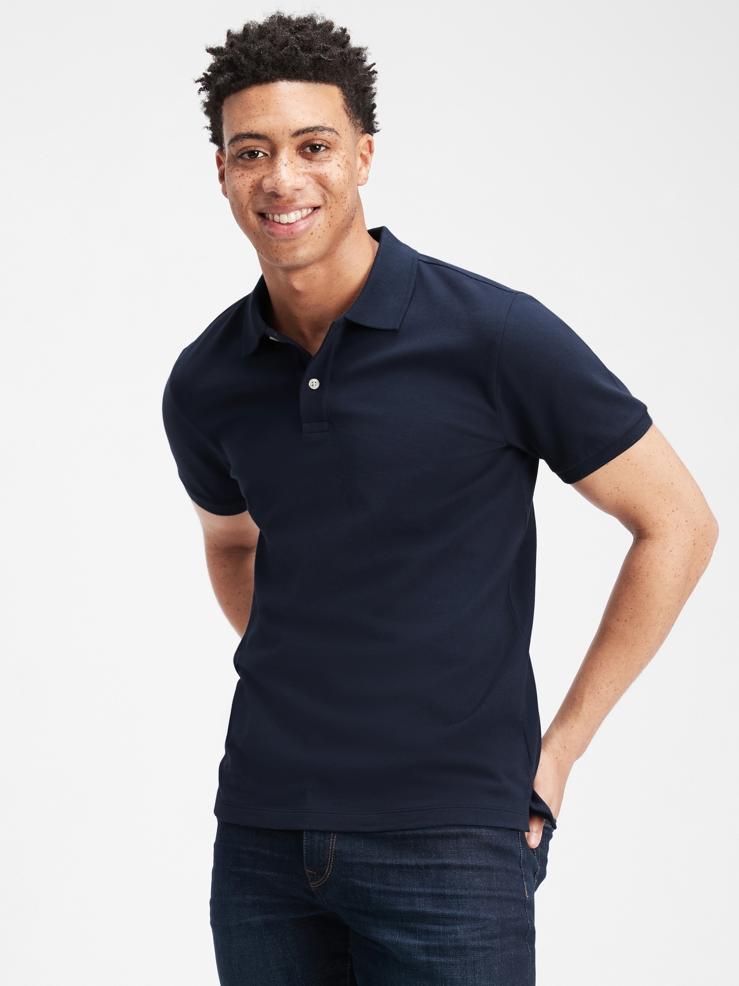 Gap Factory Stretch Pique Polo Shirt Shirt In Blue