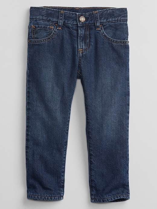 Image number 3 showing, Toddler Fleece-Lined Straight Jeans