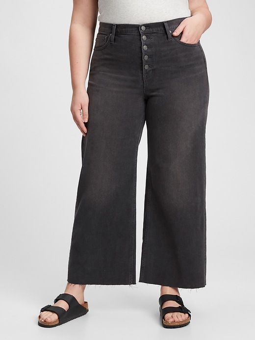 Image number 1 showing, High Rise Wide-Leg Jeans with Washwell