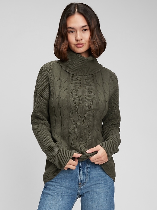 Image number 1 showing, Cable-Knit Turtleneck Sweater