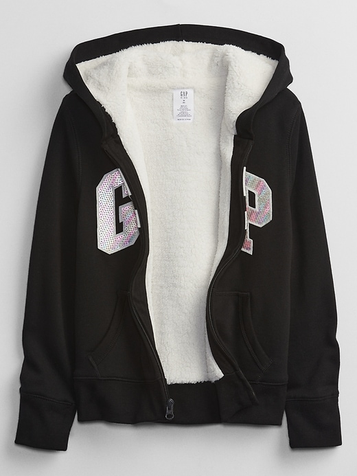 Image number 2 showing, Kids Sherpa-Lined Gap Logo Hoodie