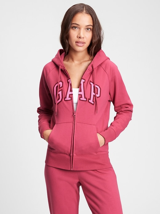 View large product image 1 of 1. Gap Logo Zip Hoodie In Fleece