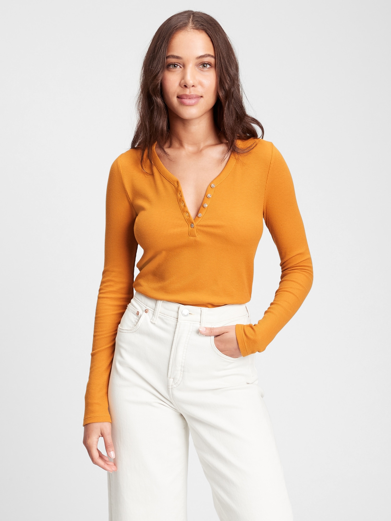 Ribbed Henley TShirt Gap Factory