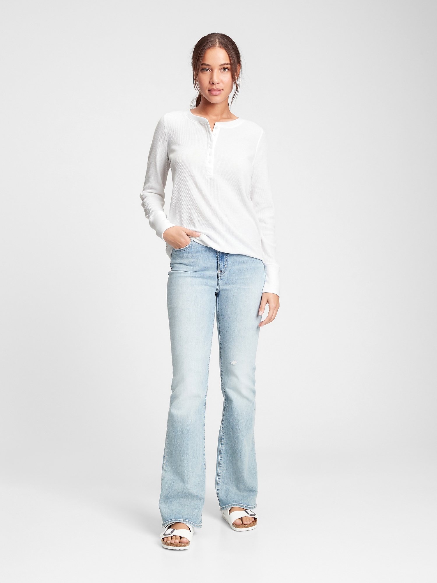 WaffleKnit Henley TShirt Gap Factory