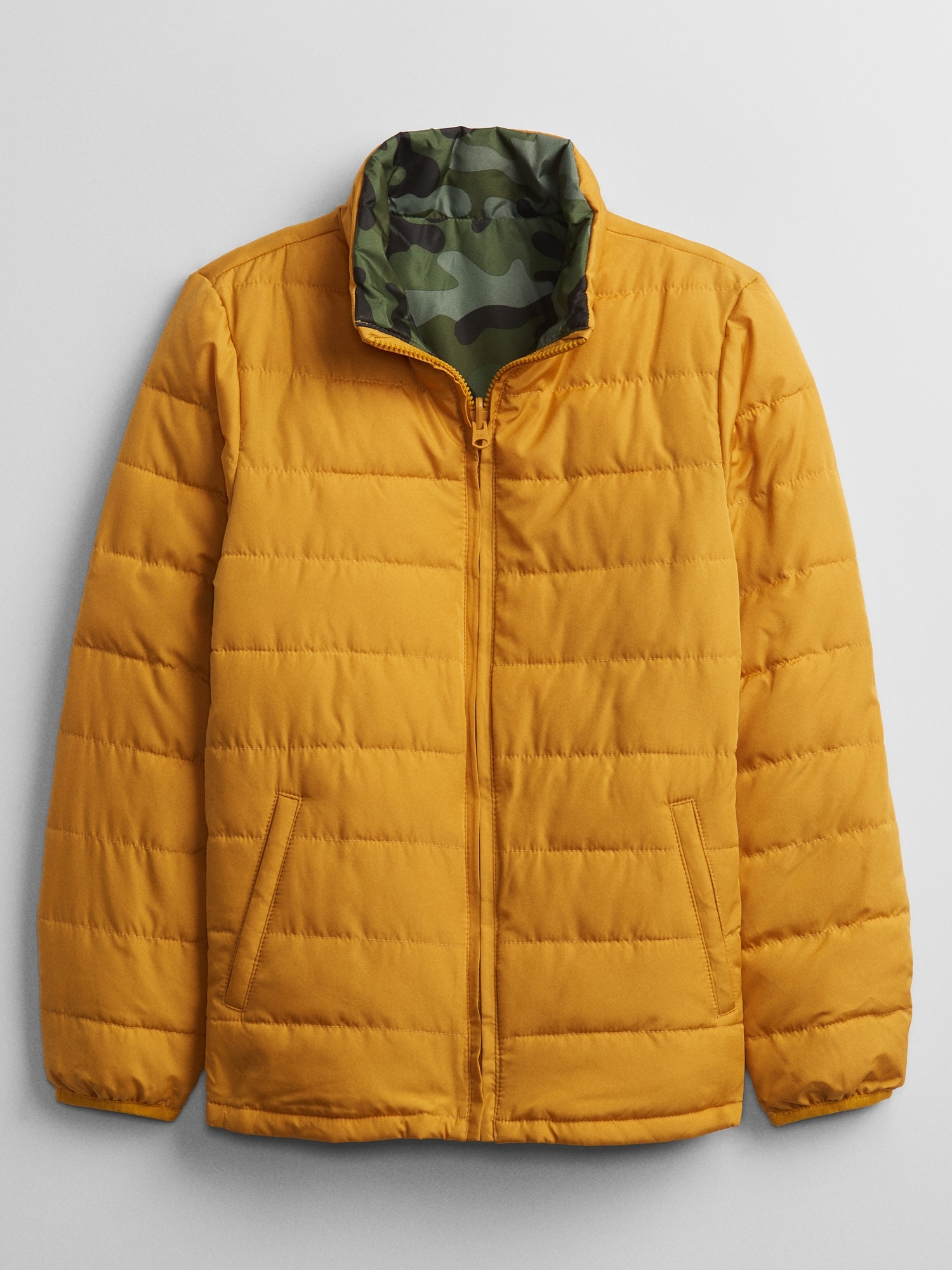 gap gold puffer jacket