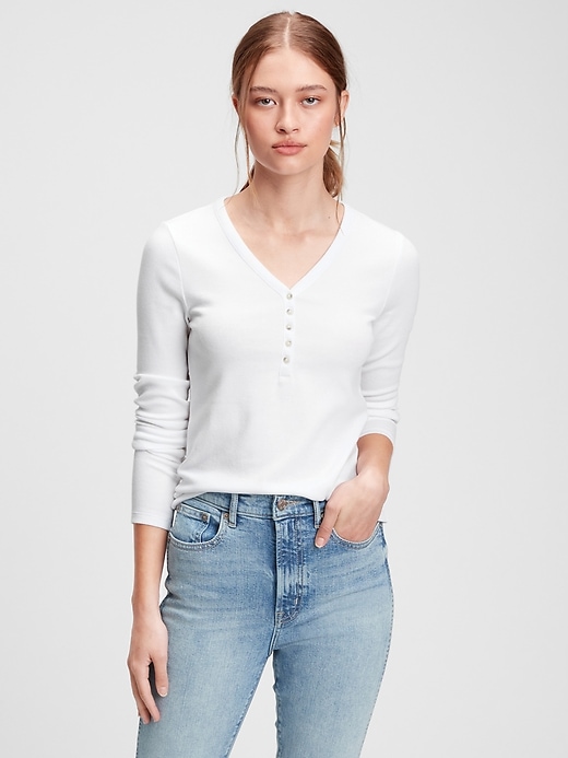 Ribbed Henley TShirt Gap Factory