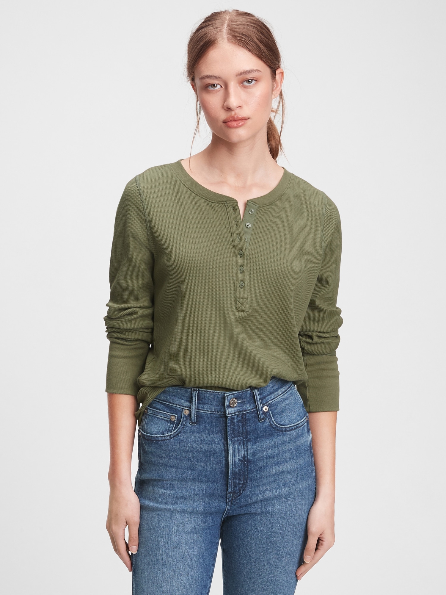 WaffleKnit Henley TShirt Gap Factory