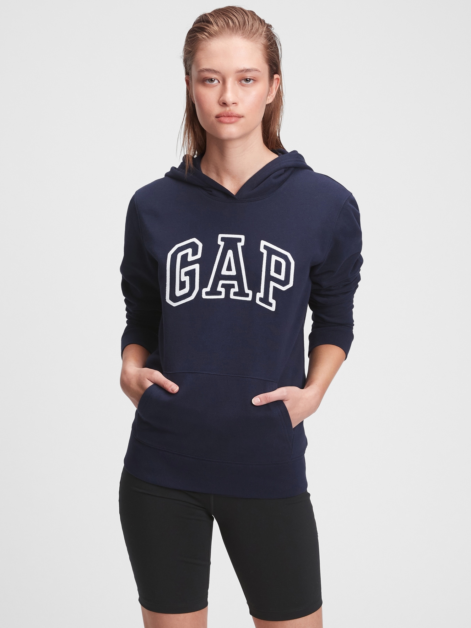 NWT Womens Gap Stretch Logo Blue Hoodie Sweatshirt  S Small 