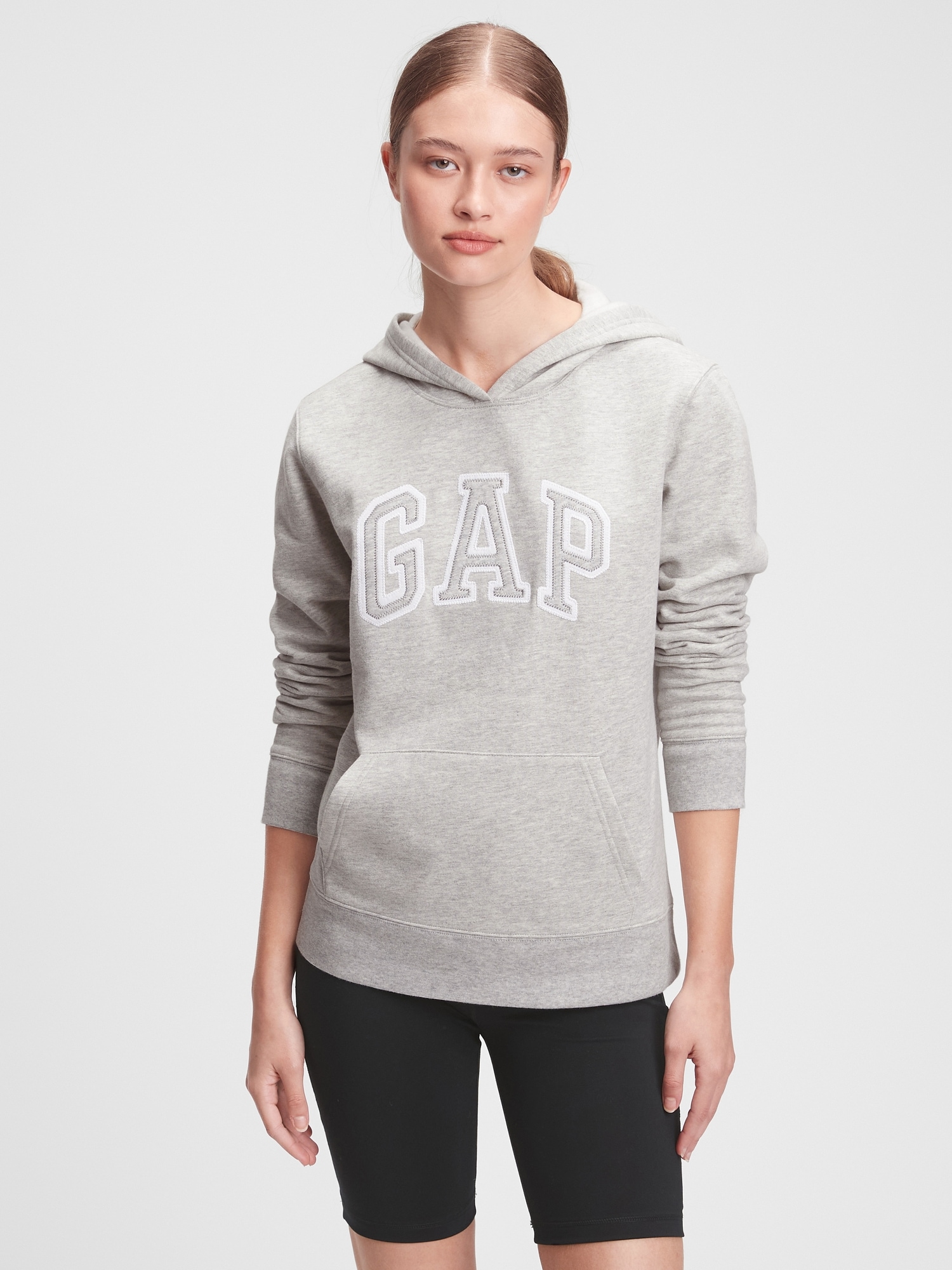 GAP Womens Authentic Pullover Fleece Arch Logo Hoodie Long Sleeve Sweatshirt 