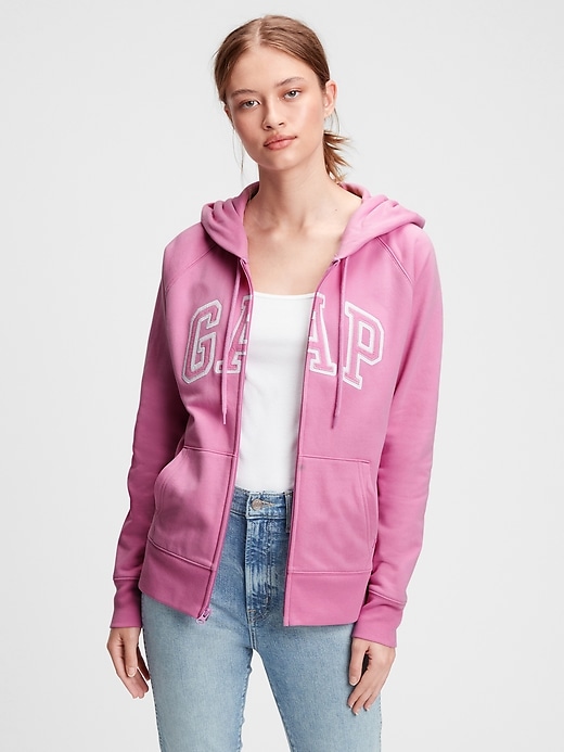 GAP big logo zip hoodie キラキラ 平成 ピンク Gap Logo Women's Sweatshirt Full-Zip Hoodie Pink Size Large