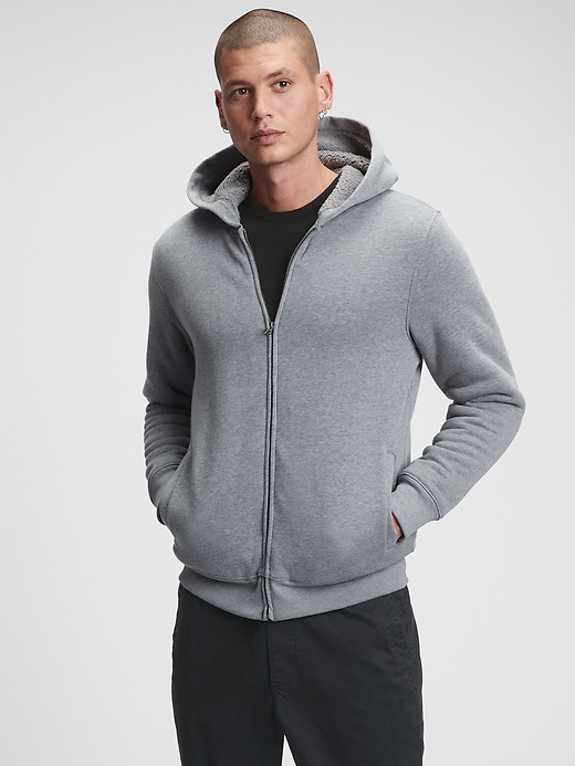 sherpa lined sleeves hoodie