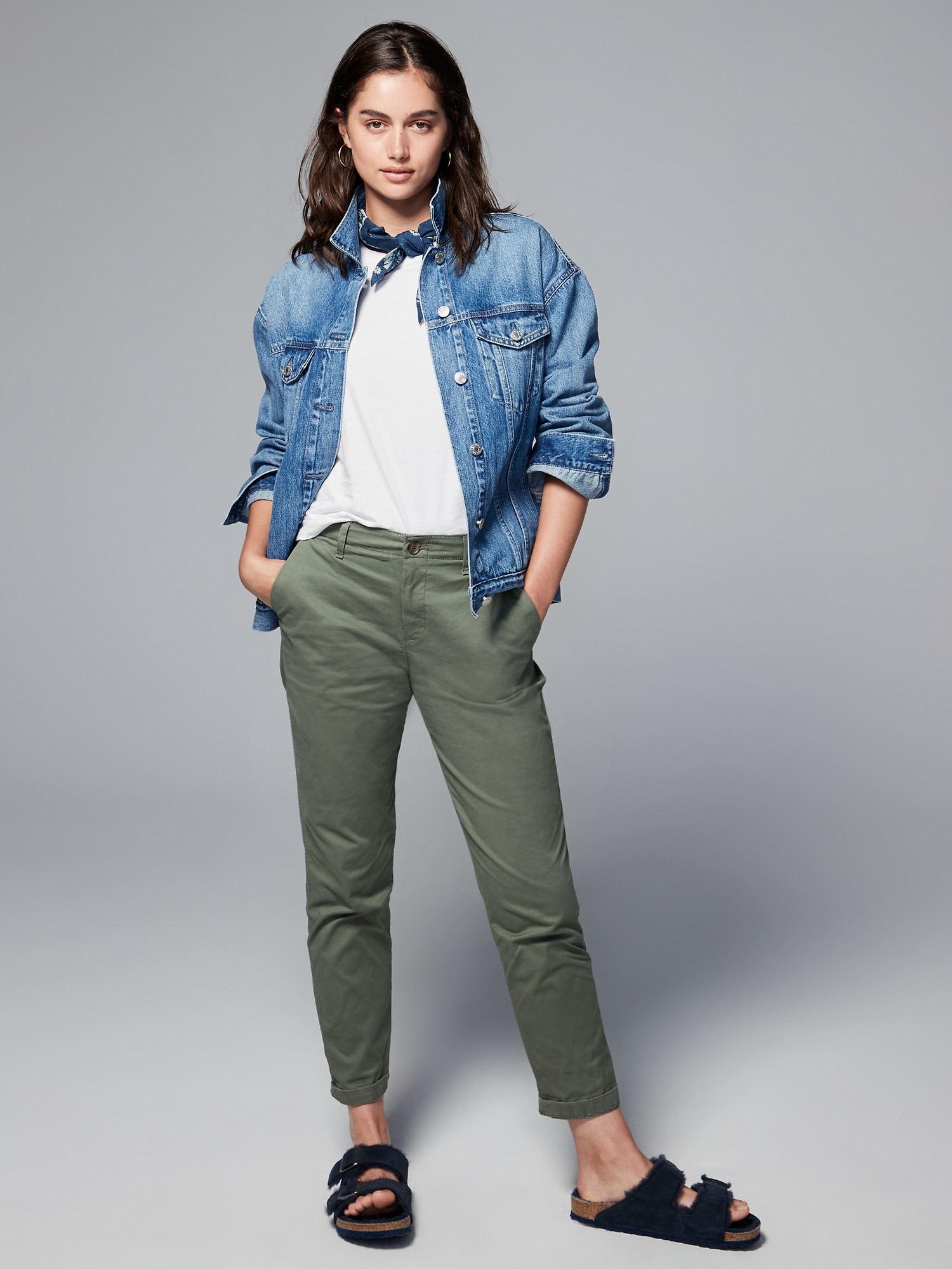 Stretch Twill Girlfriend Khakis with Washwell | Gap Factory