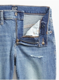 Kids Destructed Slim Taper Jeans with Washwell