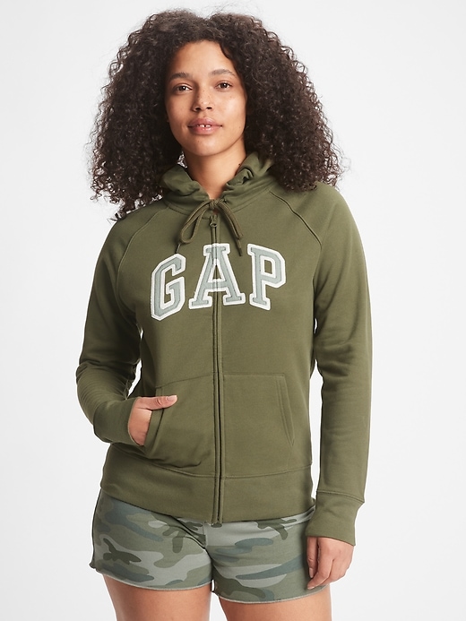 View large product image 1 of 1. Gap Logo Zip Hoodie In Fleece