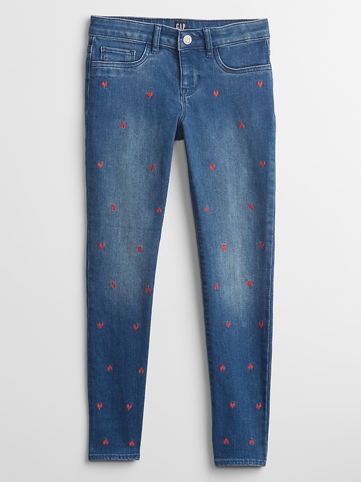 Kids Mid Rise Heart Jeggings with Washwell