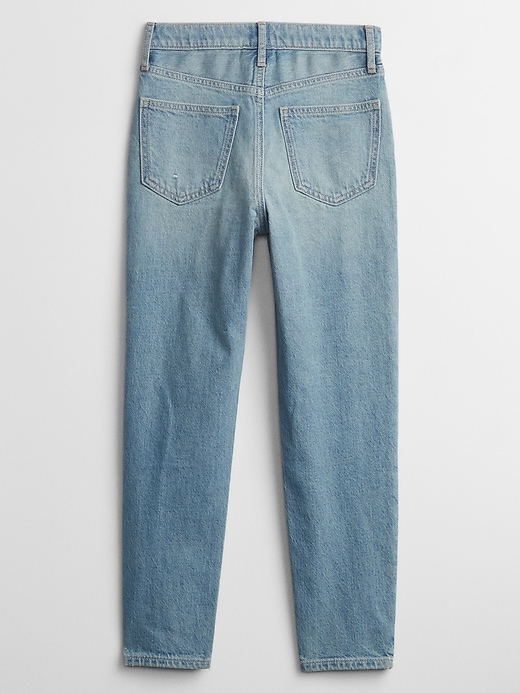 Kids High Rise Destructed Ankle Mom Jeans with Washwell
