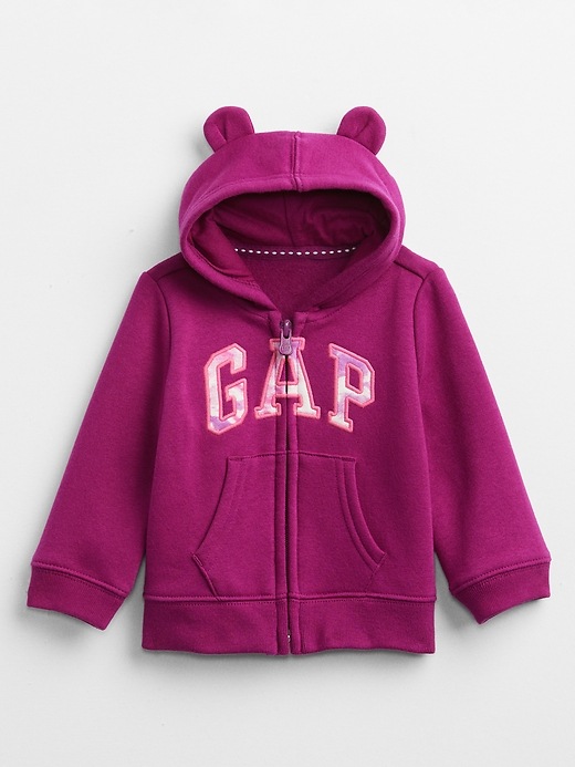 New BabyGap Boys toddler Sherpa arch logo zip hoodie heather grey Logo 12-18M 