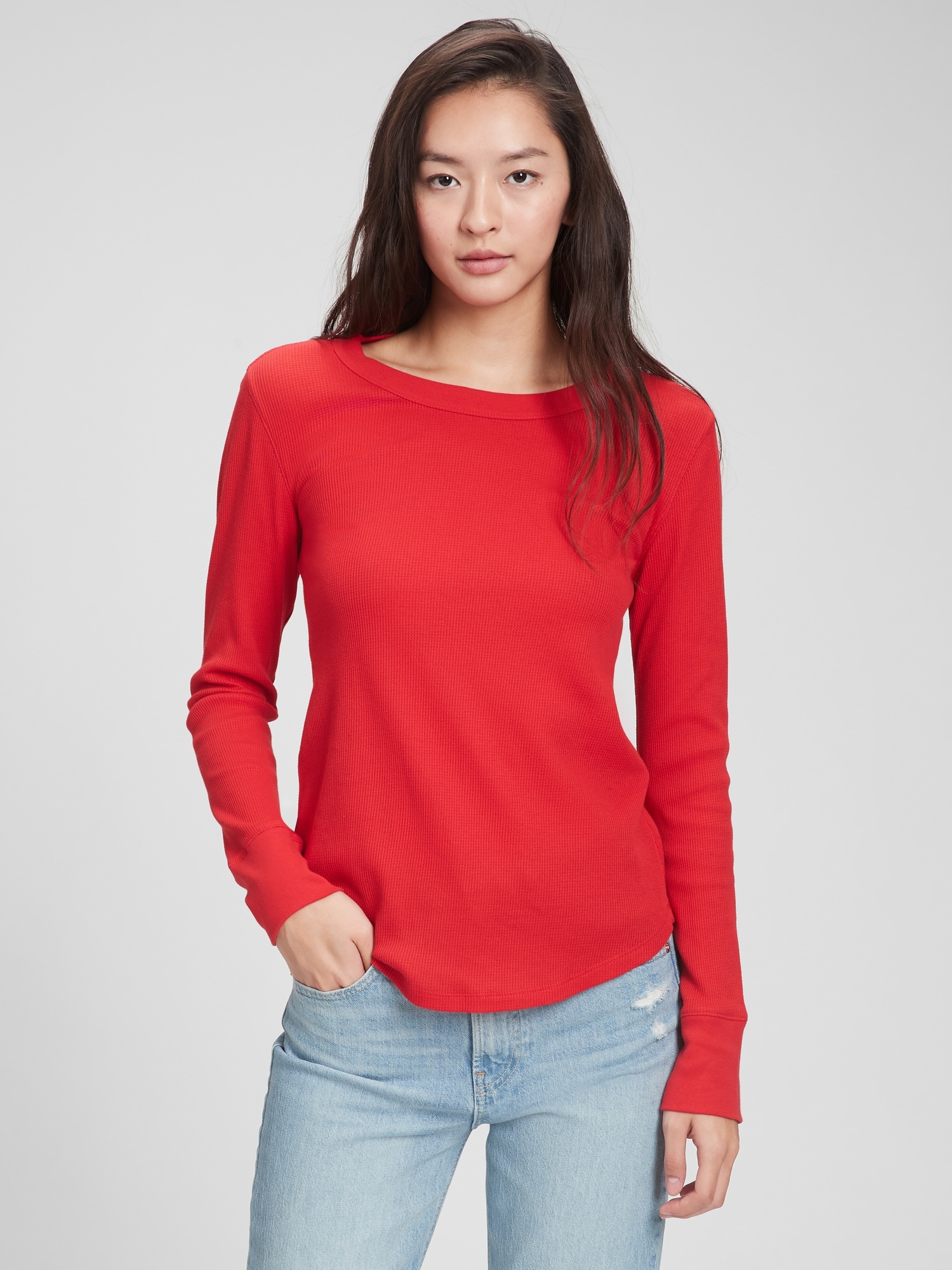 Åre sammensatte Stuepige Waffle-Knit T-Shirt | Gap Factory