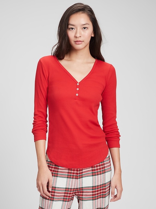 Gap Factory Women's Waffle-Knit T-Shirt (Pure Red)