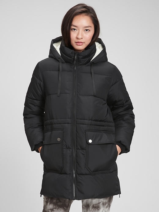 Coldcontrol max hooded print puffer jacket top