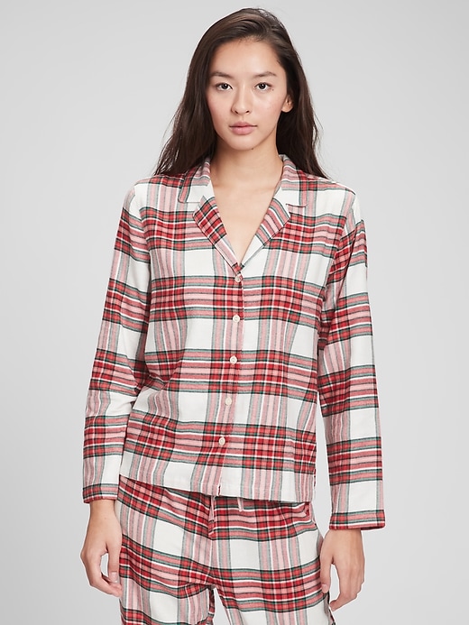 View large product image 1 of 1. Flannel Button-Front PJ Shirt