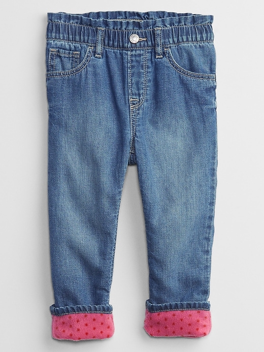 Toddler Lined Pull-On Jeans with Washwell