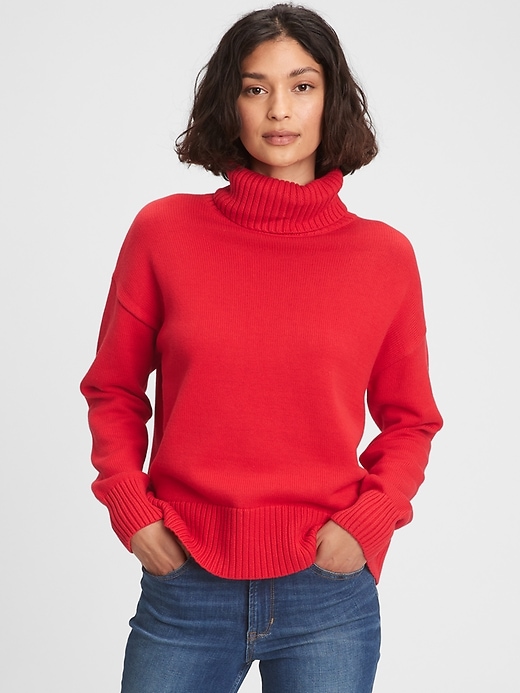 View large product image 1 of 1. Oversized Cropped Turtleneck Sweater