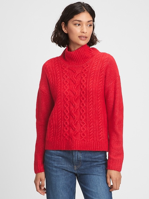 Image number 10 showing, Mockneck Cable-Knit Sweater