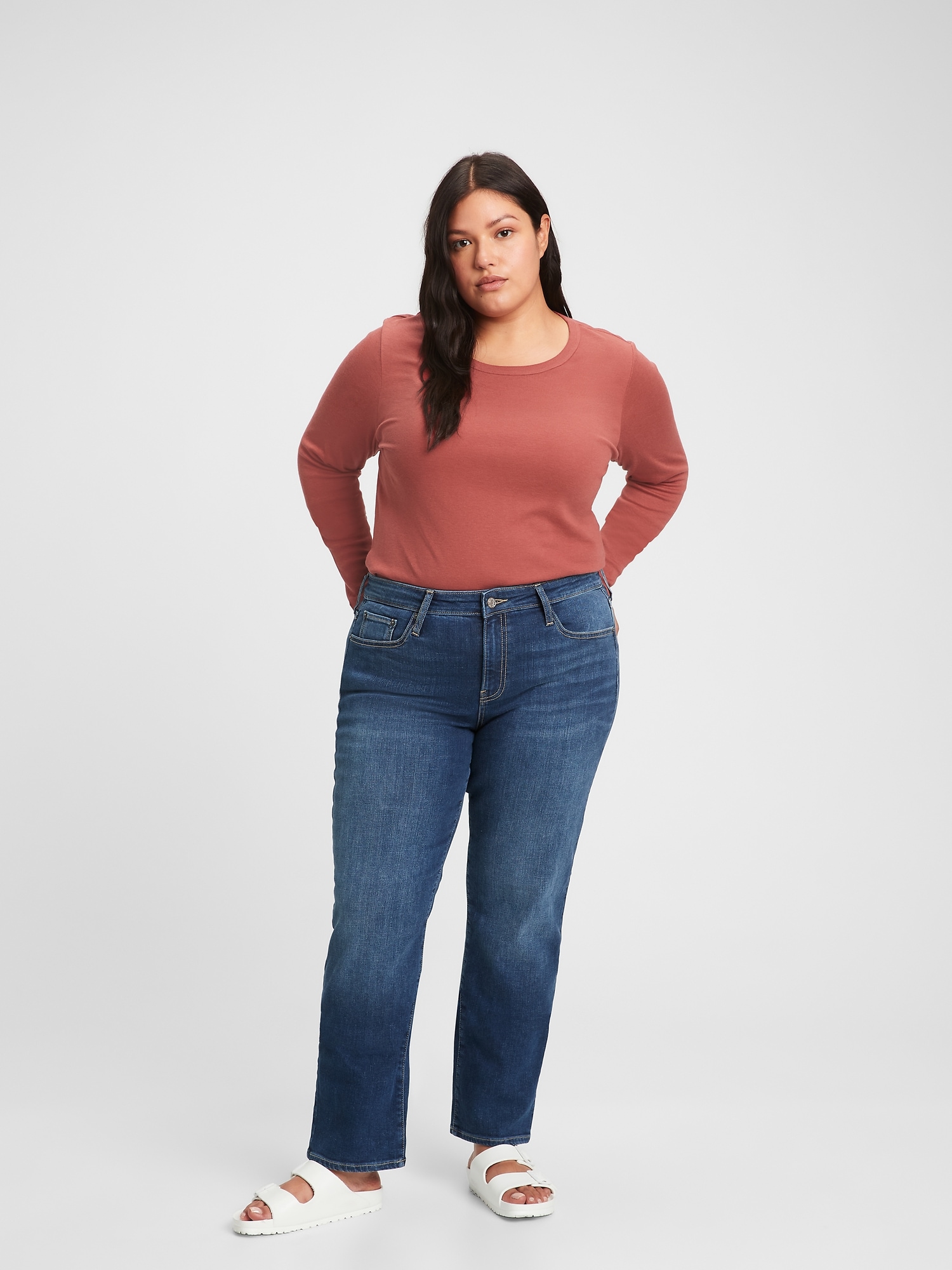 Gap Factory Mid Rise Classic Straight Jeans In Blue
