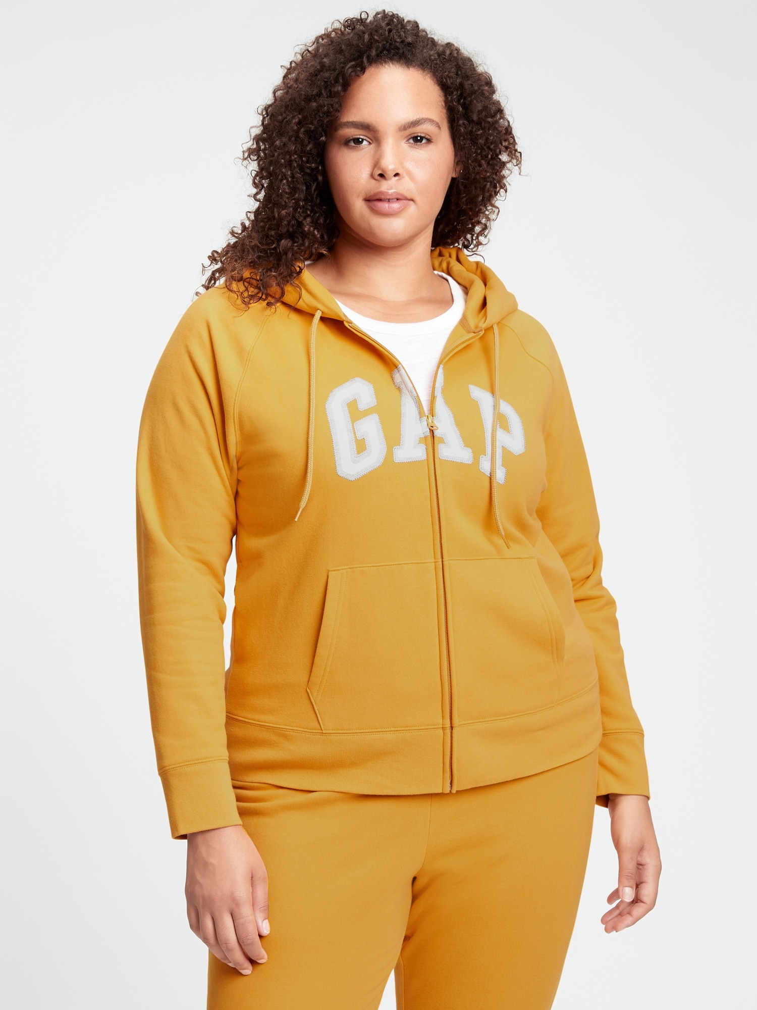 Gap Factory Women's Gap Logo Zip Hoodie in Fleece Rugby Gold Size Xs